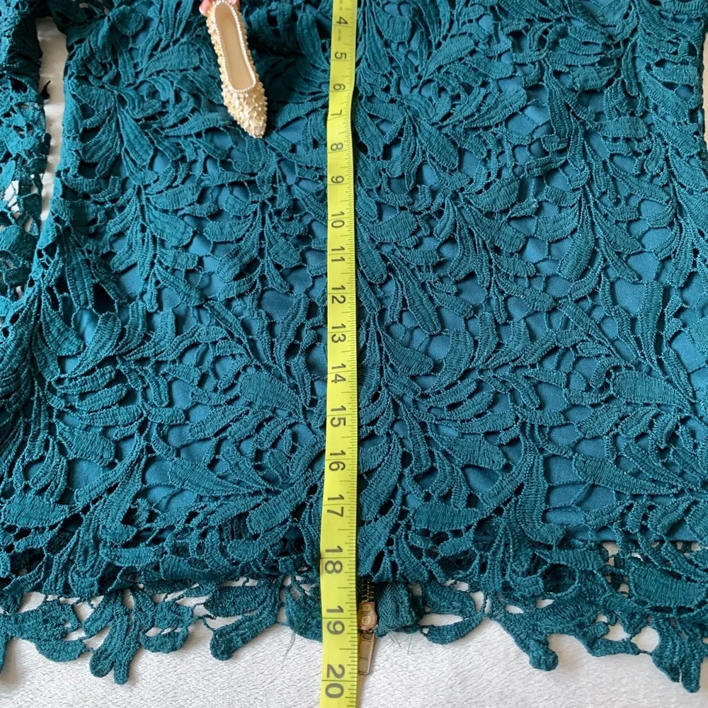 A’GACI deep teal sexy lace ladies size SMALL bell sleeve top LNWOT